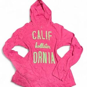 Hollister Y2K Pink California Logo Hoodie Size L